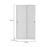 Guardaroba Lansing, Armadio per camera da letto a 2 ante scorrevoli, Mobile con ripiano e barra appendiabiti, 100x50h200 cm, Bianco