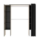 Guardaroba Manaslu, Struttura per cabina armadio, Mobile appendiabiti aperto allungabile, 180x50h205 cm, Rovere e Grigio