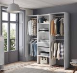 Guardaroba Miramar, Struttura per cabina armadio, Armadio aperto senza ante, Cabina armadio, 179x50h202 cm, Bianco e Cemento