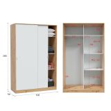 Guardaroba moderno rovere e bianco 120x200h cm - Adrenalin