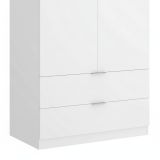 Guardaroba Pisanino, Mobile appendiabiti per camera da letto, Armadio a 2 ante battenti e 2 cassetti, 81x52h184 cm, Bianco