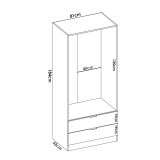 Guardaroba Pisanino, Mobile appendiabiti per camera da letto, Armadio a 2 ante battenti e 2 cassetti, 81x52h184 cm, Rovere