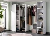 Guardaroba Plose, Struttura per cabina armadio angolare, Mobile appendiabiti aperto ad angolo, 226x79h186 cm, Bianco