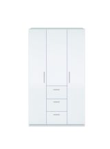 Guardaroba Providence, Armadio per camera da letto a 3 ante battenti, Mobile con barra appendiabiti e 3 ripiani, 117x52h203 cm, Bianco