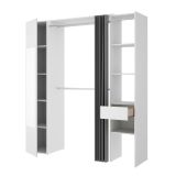Guardaroba Rigi, Struttura per cabina armadio, Mobile appendiabiti aperto, 177x52h205 cm, Bianco e Antracite
