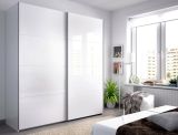 Guardaroba Saltoro, Mobile appendiabiti per camera da letto, Armadio a 2 ante scorrevoli, 180x65h204 cm, Bianco lucido