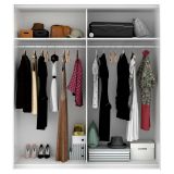 Guardaroba Saltoro, Mobile appendiabiti per camera da letto, Armadio a 2 ante scorrevoli, 180x65h204 cm, Bianco lucido