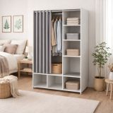 Guardaroba salvaspazio bianco e grigio 105x180h cm - Jal