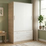 Guardaroba salvaspazio bianco e rovere 120x204h cm - Kirogi
