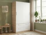 Guardaroba salvaspazio bianco e rovere 120x204h cm - Kirogi