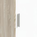 Guardaroba Waterbury, Armadio per camera da letto a 2 ante scorrevoli, Mobile con 3 ripiani e barra appendiabiti, 120x50h200 cm, Rovere e Bianco