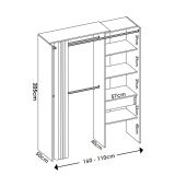 Guardaroba Wetterhorn, Struttura per cabina armadio con tenda, Mobile appendiabiti aperto, 160x50h203 cm, Rovere