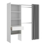 Guardaroba Wetterhorn, Struttura per cabina armadio, Mobile appendiabiti aperto, 160x50h205 cm, Bianco e Grigio