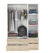 Guardaroba Weymouth, Mobile camera da letto a 3 ante e 2 cassetti, Armadio appendiabiti, 135x52h200 cm, Rovere
