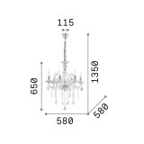 Ideal-Lux - Lampada a sospensione GIUDECCA SP6 TRASPARENTE, 58 x 58 x h90 cm, Trasparente