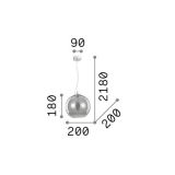 Ideal-Lux - Lampada a sospensione NEMO SP1 D20 RAME, 20 x 20 x h43 cm, Rame