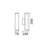 Ideal-Lux - Lampada outdoor ETERE AP GRIGIO 4000K, 30 x 7 x h10 cm, Grigio