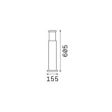 Ideal-Lux - Lampada outdoor TRONCO PT1 H60 GRIGIO, 16 x 16 x h61 cm, Grigio