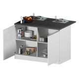 Isola cucina classica con piano snack 125x90x90h cm bianca lucida e ardesia - Analiza