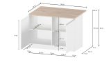Isola cucina classica con piano snack 125x90x90h cm bianca lucida e ardesia - Analiza