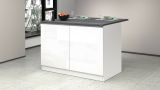 Isola cucina classica con piano snack 125x90x90h cm bianca lucida e ardesia - Analiza