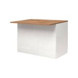 Isola cucina compatta per piccoli spazi 125x90x90h cm bianca lucida e rovere - Analiza