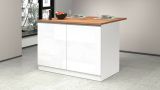 Isola cucina compatta per piccoli spazi 125x90x90h cm bianca lucida e rovere - Analiza