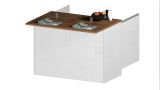 Isola cucina compatta per piccoli spazi 125x90x90h cm bianca lucida e rovere - Analiza