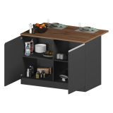 Isola cucina con ante e cassetti 125x90x90h cm antracite e rovere - Analiza