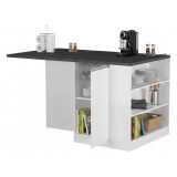 Isola cucina con piano lavoro ampio 160x90x90h cm bianca lucida e ardesia - Abern