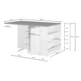 Isola cucina con piano lavoro ampio 160x90x90h cm bianca lucida e ardesia - Abern
