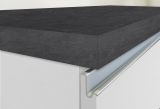 Isola cucina con piano lavoro ampio 160x90x90h cm bianca lucida e ardesia - Abern