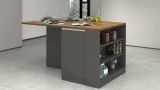 Isola cucina con vani contenitori 160x90x90h cm antracite e rovere - Abern