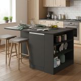 Isola cucina grande multifunzione 160x90x90h cm antracite e ardesia - Abern
