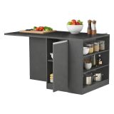 Isola cucina grande multifunzione 160x90x90h cm antracite e ardesia - Abern