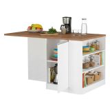 Isola cucina moderna per open space 160x90x90h cm bianca lucida e rovere - Abern