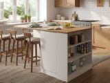 Isola cucina moderna per open space 160x90x90h cm bianca lucida e rovere - Abern