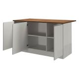 Isola cucina salvaspazio con ripiani 155x90x90h cm bianca lucida e rovere - Tartaro