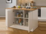 Isola cucina salvaspazio con ripiani 155x90x90h cm bianca lucida e rovere - Tartaro