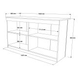 Isola da Cucina Bianco 2 Ripiani 4 Ante 160x60x90h cm, 4 Vani - Oviglio