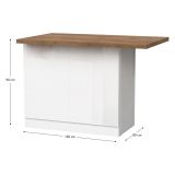Isola da Cucina Bianco Lucido Marrone Noce 2 Ripiani 4 Vani 130x80x90h cm, 2 Ante Made in Italy - Miha
