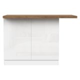 Isola da Cucina Bianco Lucido Marrone Noce 2 Ripiani 4 Vani 130x80x90h cm, 2 Ante Made in Italy - Miha