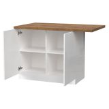 Isola da Cucina Bianco Lucido Marrone Noce 2 Ripiani 4 Vani 130x80x90h cm, 2 Ante Made in Italy - Miha