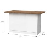 Isola da Cucina Bianco Lucido Marrone Noce 3 Ripiani 6 Vani 160x80x90h cm, 3 Ante Made in Italy - Migani