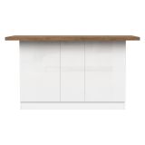 Isola da Cucina Bianco Lucido Marrone Noce 3 Ripiani 6 Vani 160x80x90h cm, 3 Ante Made in Italy - Migani