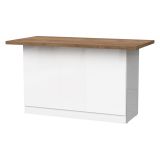 Isola da Cucina Bianco Lucido Marrone Noce 3 Ripiani 6 Vani 160x80x90h cm, 3 Ante Made in Italy - Migani