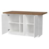 Isola da Cucina Bianco Lucido Marrone Noce 3 Ripiani 6 Vani 160x80x90h cm, 3 Ante Made in Italy - Migani