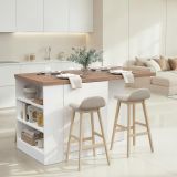 Isola da Cucina Bianco Lucido Marrone Noce un Ripiano 2 Vani 160x80x90h cm, Un'anta Made in Italy - Migabato
