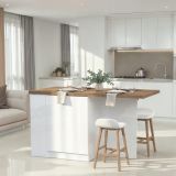 Isola da Cucina Bianco Lucido Marrone Noce un Ripiano 2 Vani 160x80x90h cm, Un'anta Made in Italy - Migabato