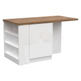 Isola da Cucina Bianco Lucido Marrone Noce un Ripiano 2 Vani 160x80x90h cm, Un'anta Made in Italy - Migabato
